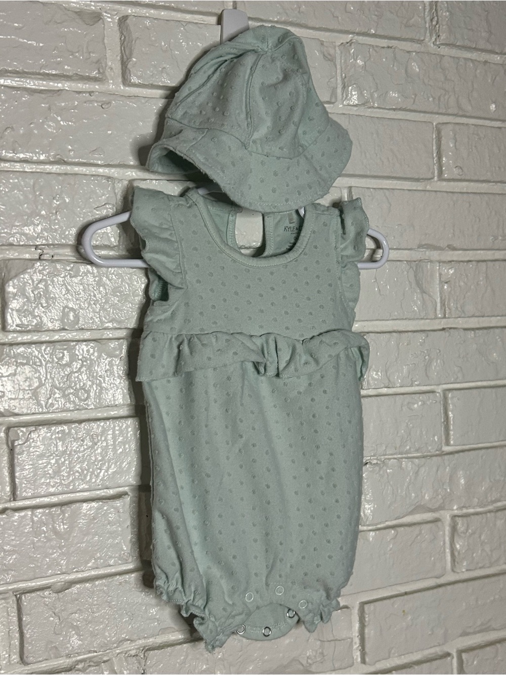 Kyle & Deena Newborn Mint Ruffle Romper with Hat